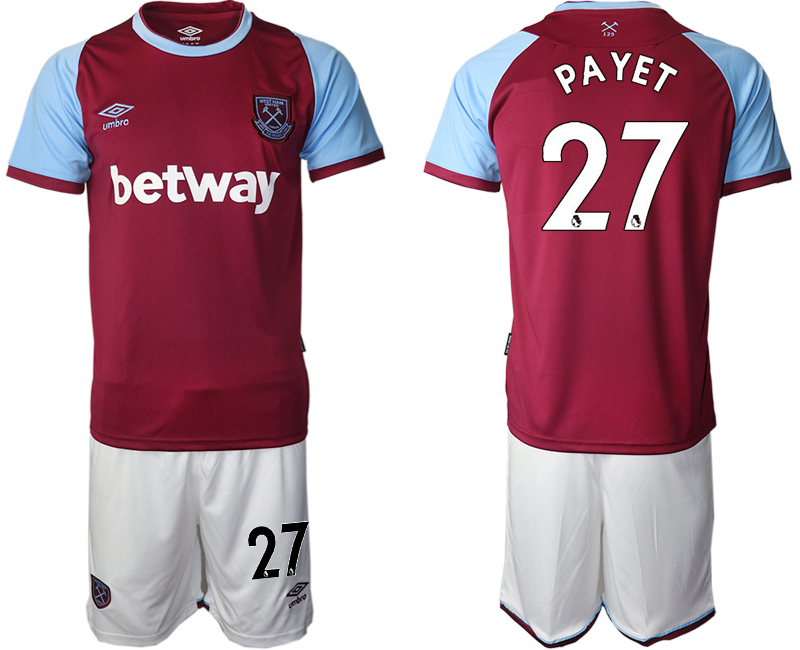 Men 2020-2021 club West Ham United home #27 red Soccer Jerseys